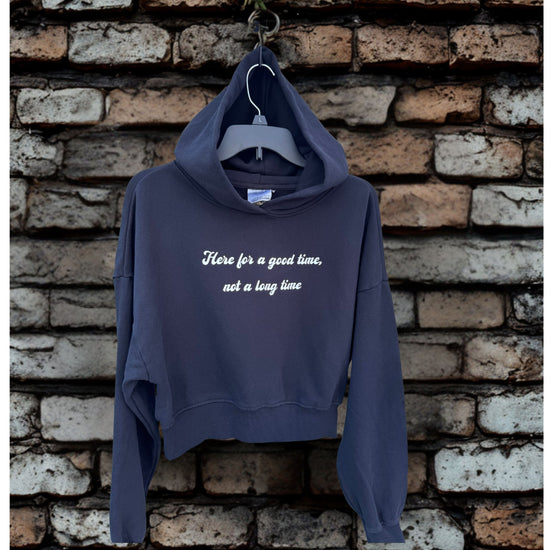 Here for a Good Time, Not a Long Time Cropped Hoodie