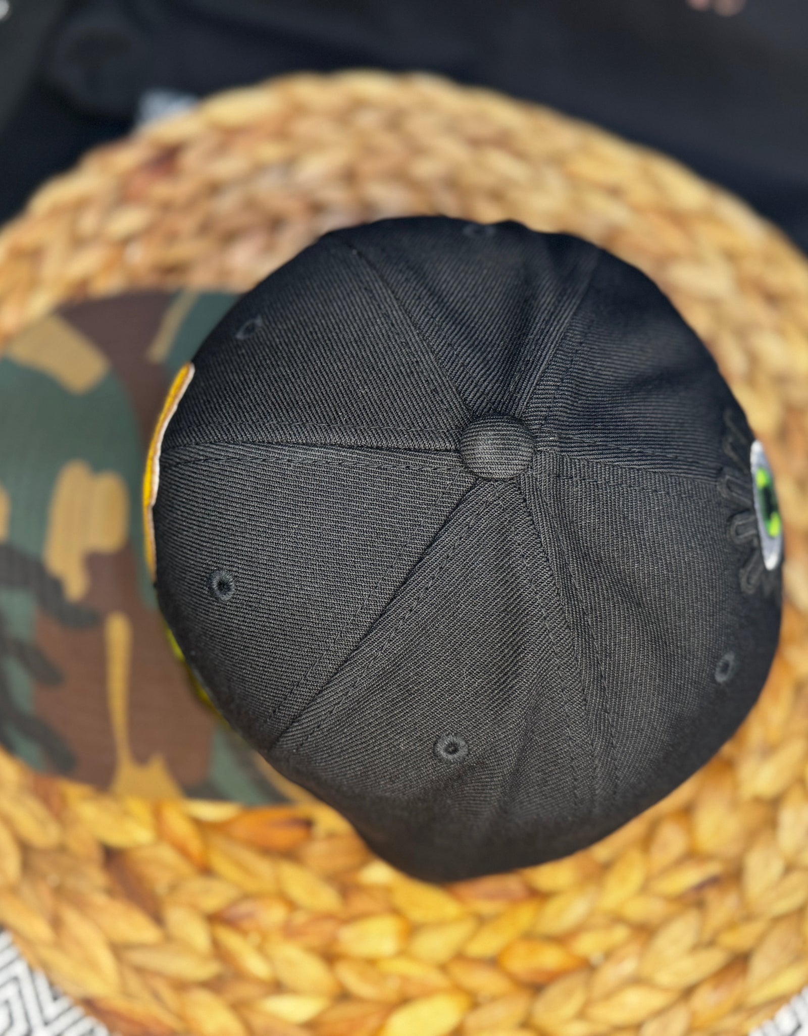 San Diego - half camo w/ olive rose and green evil eye