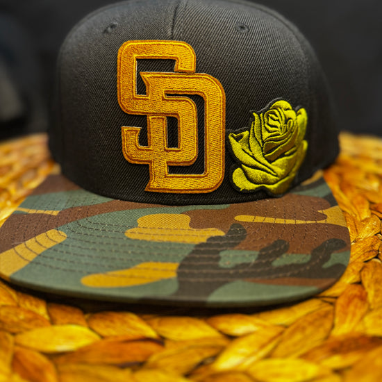 San Diego - half camo w/ olive rose and green evil eye