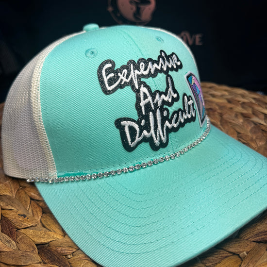 Expensive & Difficult Teal w/ rhinestones